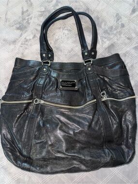 Marc by Mark Jacobs Black / silver Leather Large Shoulder Bag 100% lamb skin